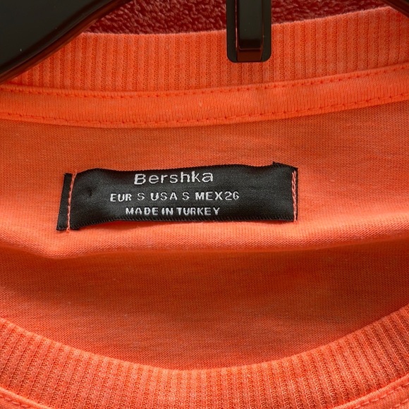 Bershka Neon Orange Long Sleeve Make Your Own Magic Crop Top - Picture 4 of 7